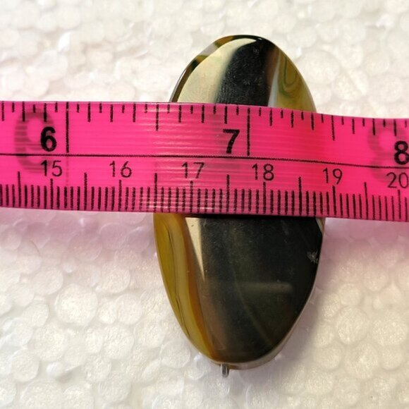 Yellow and Green Agate Ring Adjustable Band Handmade Semi Precious Ring - Picture 7 of 10